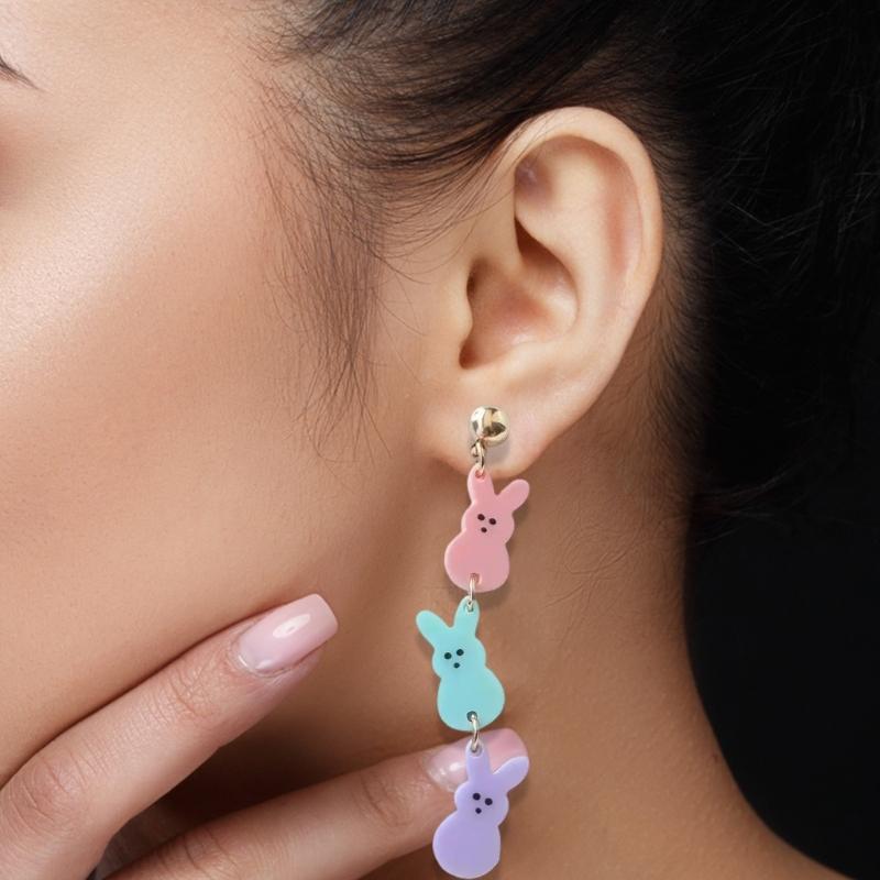 Unique Bunnies Earrings Multicolor Rabbit Dangle Ear Rings Easter Festival Jewelry Accessory for Parties and Celebration