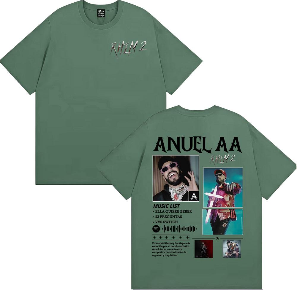 

Rapper Anuel AA Rhlm 2 Album 2025 Merch Tshirts for Unisex Women Fashion Gothic Vintage T Shirt Oversized Cotton Tshirt Streetwear 4XL