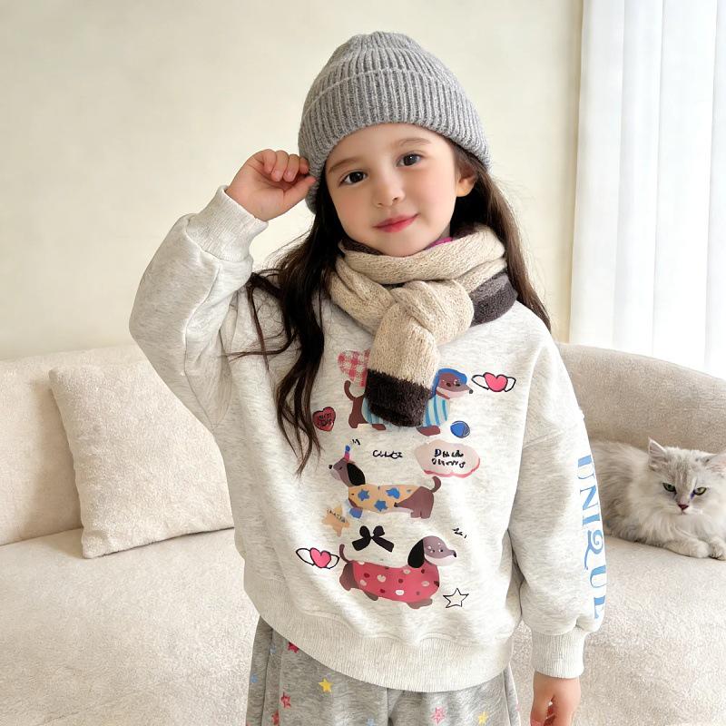 Girls' Korean Style Cartoon Hoodie & Jogger Two-Piece Set - 2026 Edition