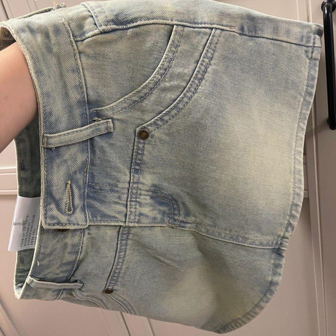 

Женские ретро-синие джинсовые шорты с высокой талией и широкими штанинами - Летний стиль 2XL [recommended 125-140 jin]