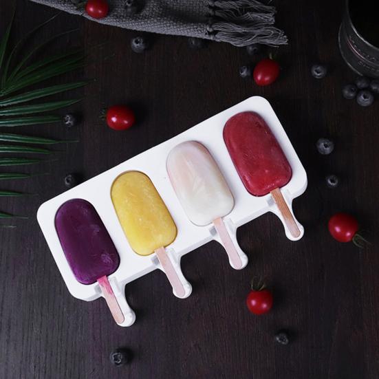 Forma na zmrzlinu se 4 dutinami Potravinářská kvalita Nepřilnavý Nepřilnavý bez BPA Free DIY opakovaně použitelný výrobník na letní zmrzlinu