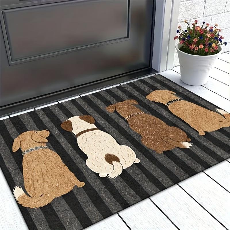 Funny Dog Silhouette Welcome Mat - Durable Non-Slip Entrance Rug - Washable Indoor Outdoor Floor Mat for Home Decor