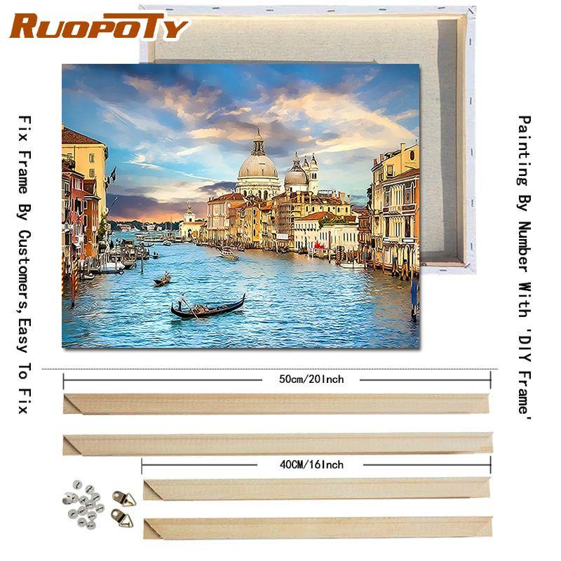 

Ruopoty Приморский пейзаж DIY Картина по номерам Пейзаж Холст Картина Ручная роспись акриловой краской для домашнего декора 40x50 см с рамкой Diy