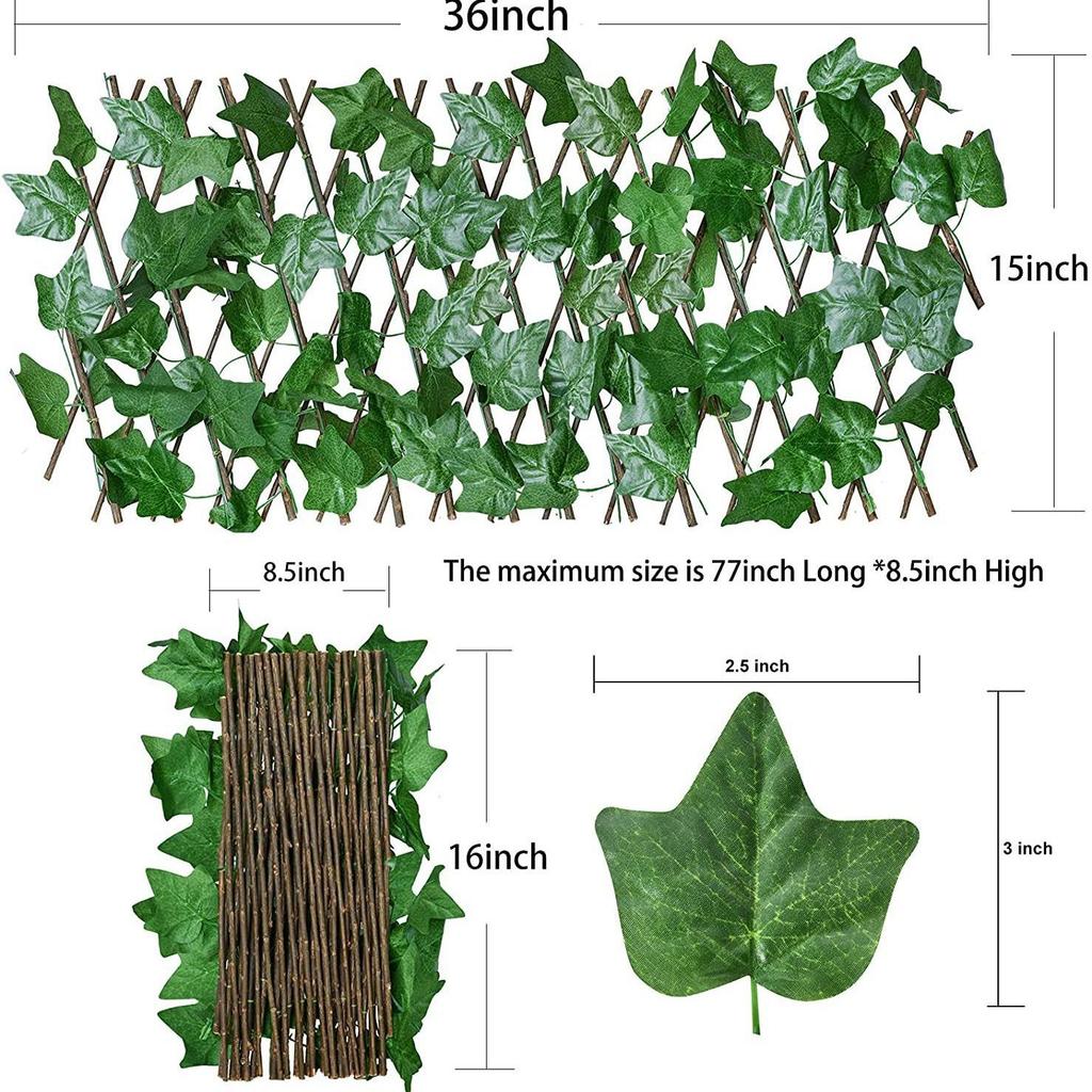 Ivy Vine Wooden Fence Panel - Artificial Plant Courtyard Screening Decoration