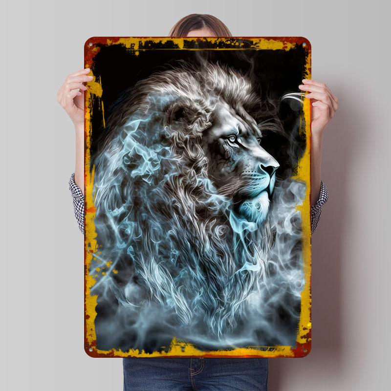 

Blue Hue Vape Lion Tin Plaque Poster Customized Wall Art Retro Vintage Metal Signs for Man Cave Gaming Room Decoration At Home 7.9x11.8In(20x30cm)