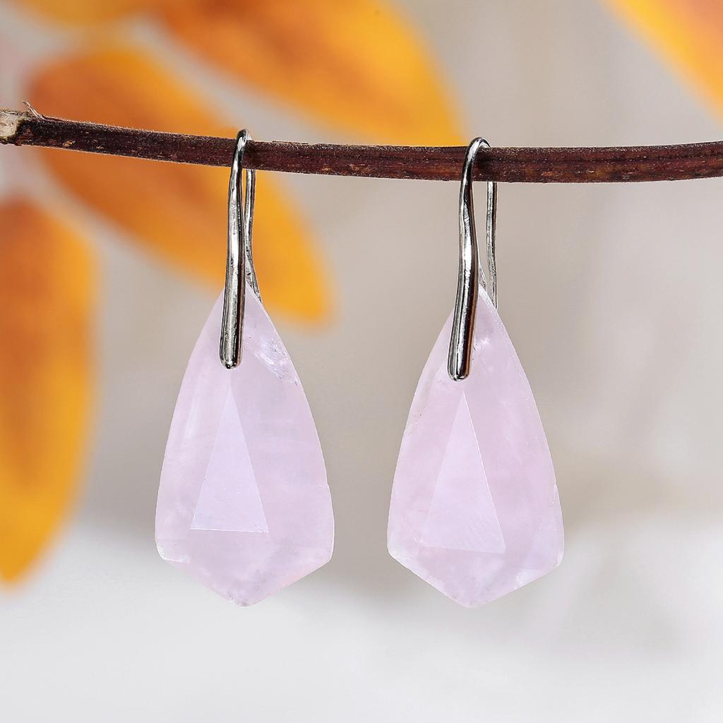 Natural Crystal Earrings, Amethyst Earrings, Cut Diamond Earrings, Christmas Gift, Valentine's Day Gift, Girlfriend Gift, Couple Gift, Birthday Gift