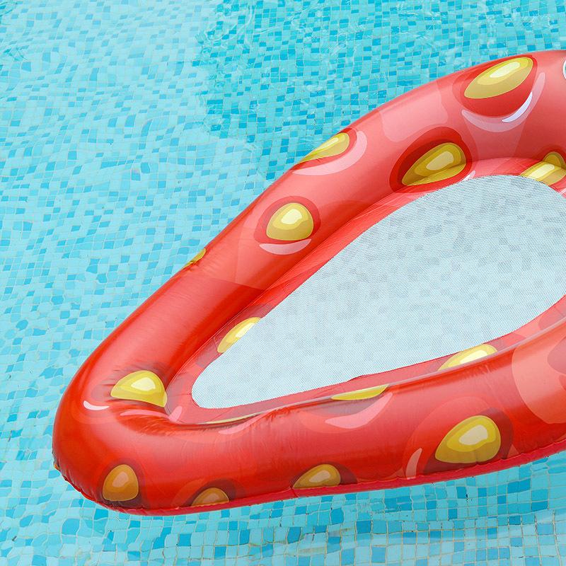 Childrens And Adult Large Strawberry With Net Water Recliner Row Floating