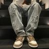 Pantaloni Denim Casual Trendy a Gamba Dritta Autunno e Inverno Larghi Hip-hop Giovani Street Jeans Pantaloni a Gamba Larga Pantaloni Y2k da Uomo