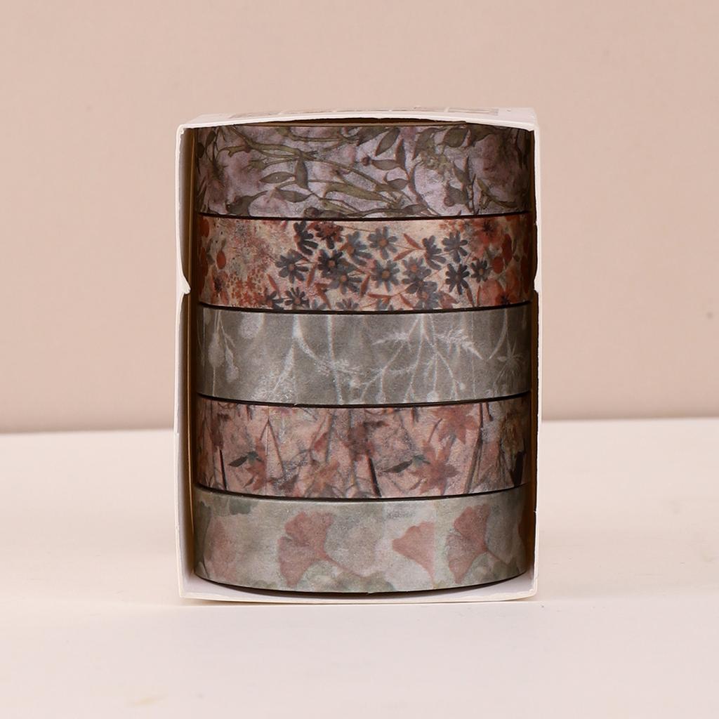 5rolls/box Flora and Fauna Washi Tape Decorative Sticker Adhesive Tape DIY Crafts Arts Scrapbooking Card Washi Tape Stationery
