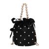 Fashion Luxury Handbags for Women Girls Small Pearl Imitation Bucket Bag Chain Shoulder Bag Shopping Tote Crossbody Bags