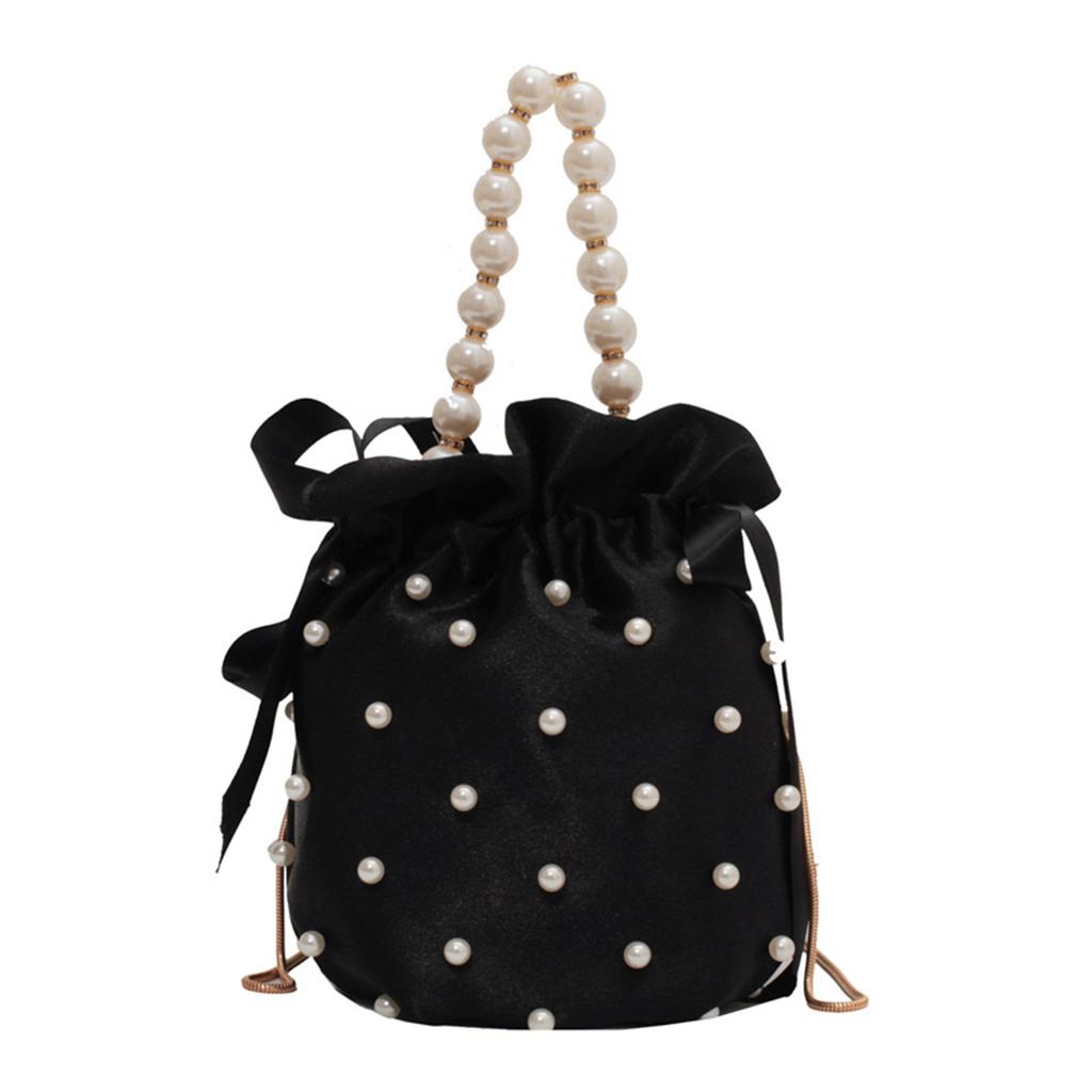 Fashion Luxury Handbags for Women Girls Small Pearl Imitation Bucket Bag Chain Shoulder Bag Shopping Tote Crossbody Bags