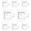 8PCS Curtain Rods No Drilling,No Drill Curtain Rod Brackets Hooks Nail Free Adjustable,Stick On Curtain Rod Transparent Hook Holders for Home