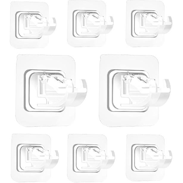 

8 шт. Карнизы без сверления, Кронштейны для карнизов без сверления, Крючки, Регулируемые, Без гвоздей, Самоклеящиеся карнизы, Прозрачные держатели для крючков для дома