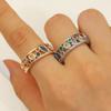 Exquisite Colorful Crystal Zircon Geometric Open Ring For Women Simple Copper Hollowed Out Stacked Finger Ring Fashion Jewelry