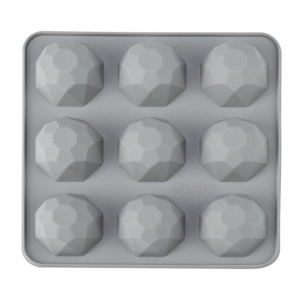 9 Cavity Diamond Silicone Cake Mold DIY Mousse Baking Pan for Dessert Grey