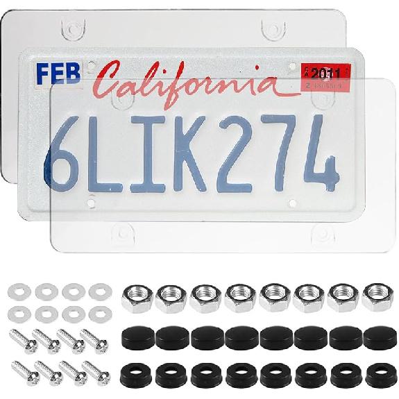 Wanheart 2 Pack Clear License Plate Covers - Unbreakable ABS Car Tag Protectors With 4 Holes, Rust-Proof Transparent Shields, Easy Tallation,