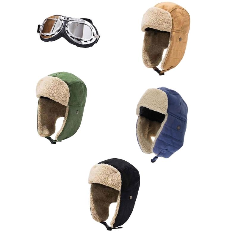 Thick Ushanka Costume Hats Cool Goggles Earflaps Soft Cosplay Bucket Hat Costume Hats Soft Ushanka Hat