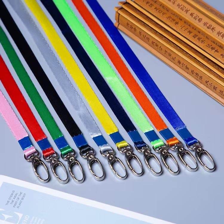 Color Block Thickened Neck Lanyard Strap Metal Hook Badge Holder Lanyard for Workplace ID Name Tag Office Accessories