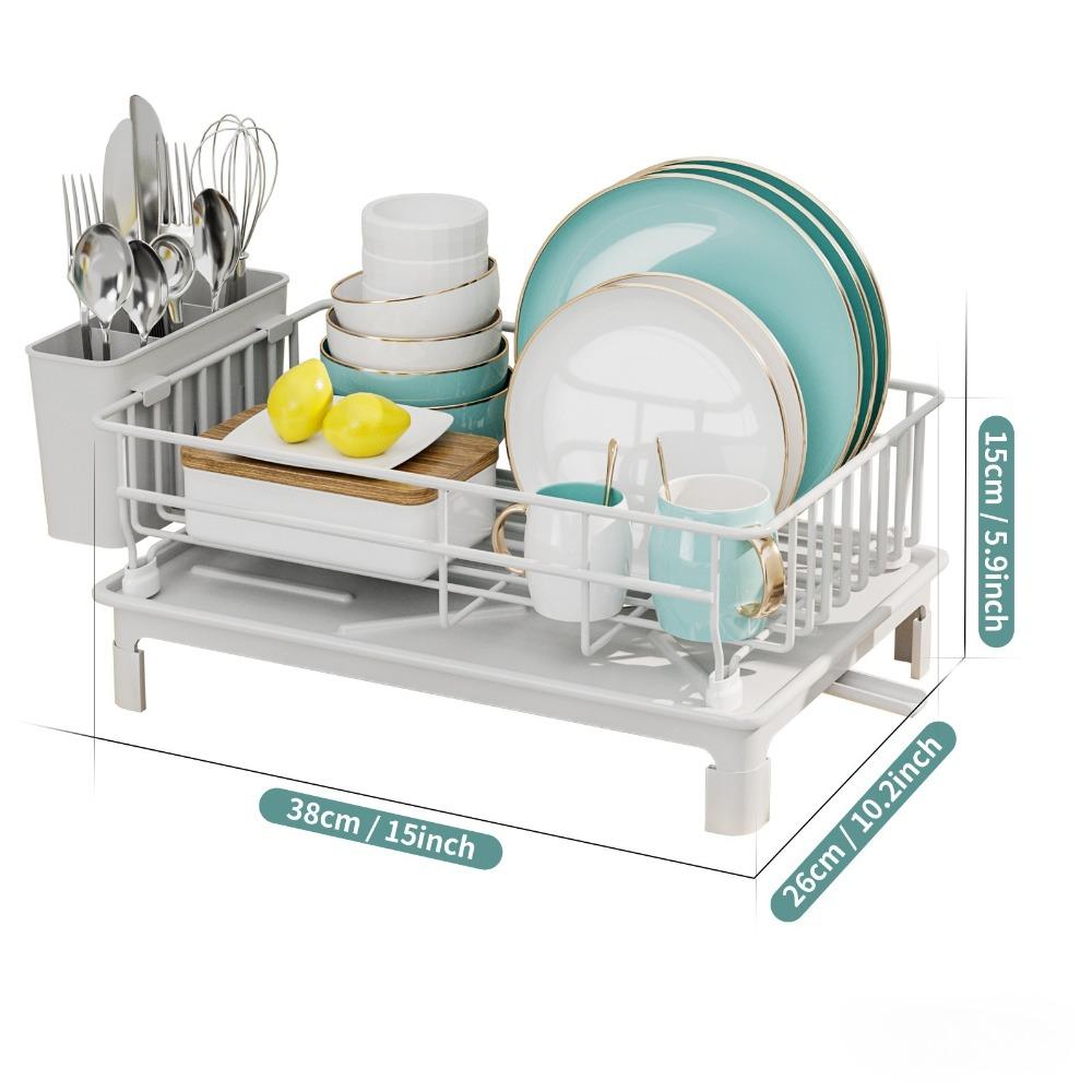 Space Saving Dish Drying Rack Kitchen Countertop Organizer Automatic Drying Plate Storage Shelf for Home