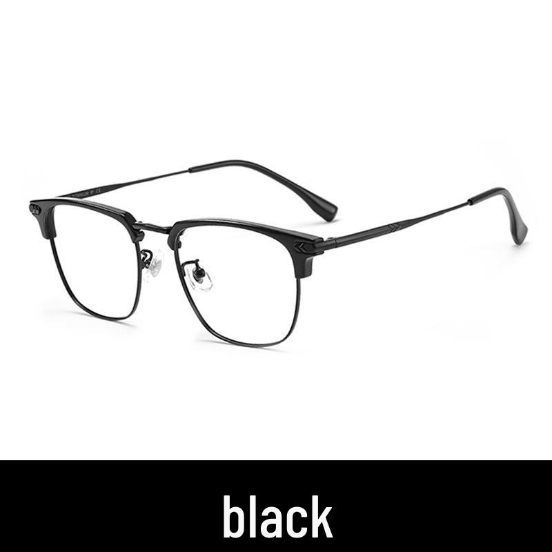 Women's Ultra-Light Pure Titanium Cat-Ear Half-Rim Glasses Frame, Transparent Gray, Prescription-Ready, Anti-Blue Light, Unisex.