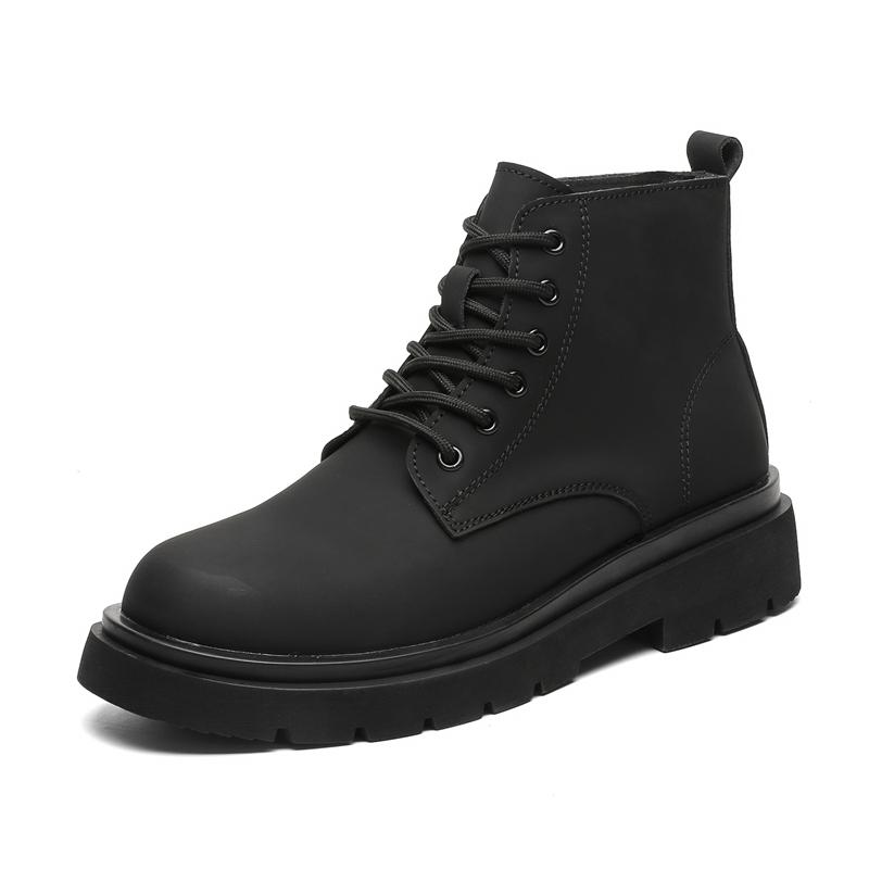 Fashion Autumn and Winter Thick Soled Men's Short Boots Black Classic Minimalist Style Business Office Outdoor Leisure Party Hot Shoes