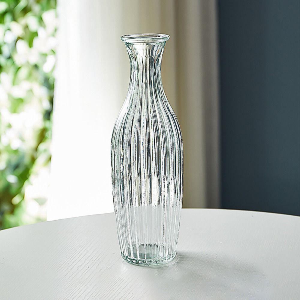 Glass Creaft Transparent Hydroponics Vase Embossed Printing Mini Glass Vase  Flower Arrangement