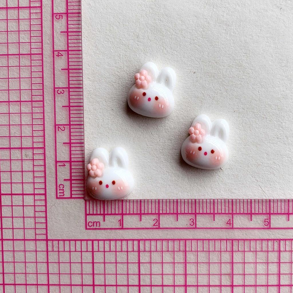 10Pcs Bright Surface Powder Blusher Bunny Series Resin Scrapbook DIY Fashion Hair Clip Mobile Phone and Hats Accessories Bead