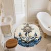Anchor and Ship's Wheel,Round Area Rug,Carpet Rug for Living Room Bedroom Sofa Playroom Decor,Non-slip Floor Mat