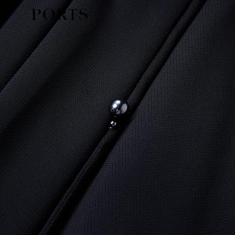 Ports Pearl Embellished Drawstring Little Black Dress