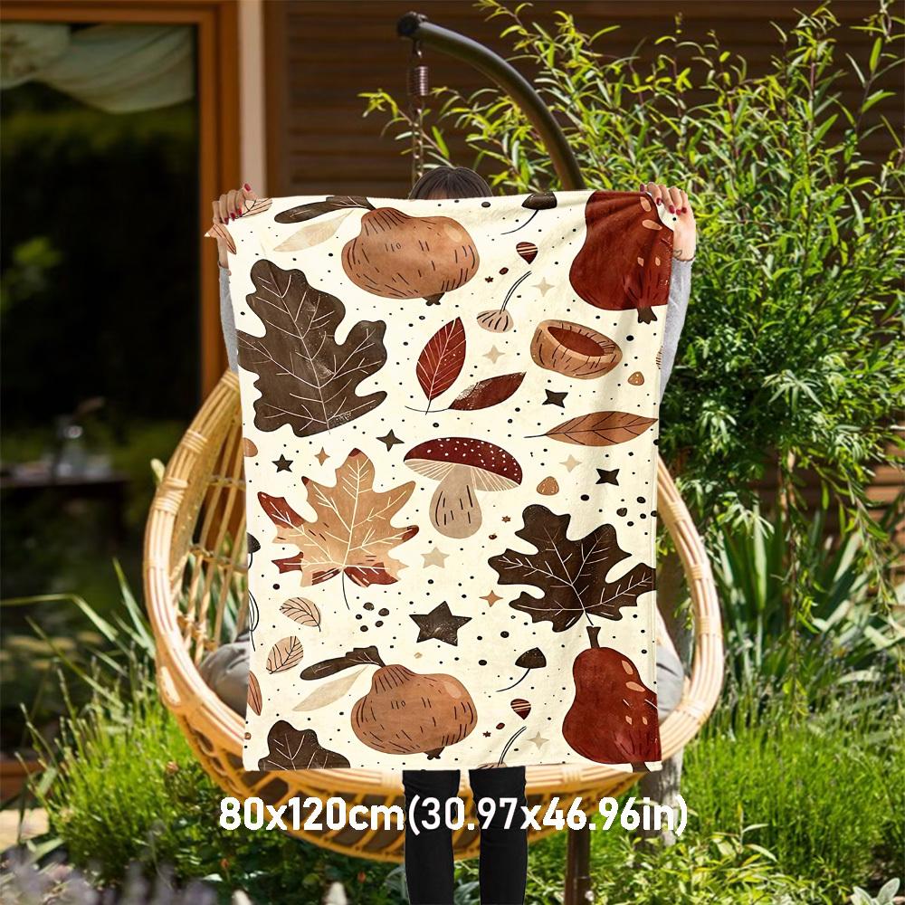 

1PC Autumn LeavesOutdoor Flannel Blanket - Soft Plush Decor for Picnics, camping, Bedroom, Playroom, Office, or Lunch Break 1342A 80x120cm(31x47inch)