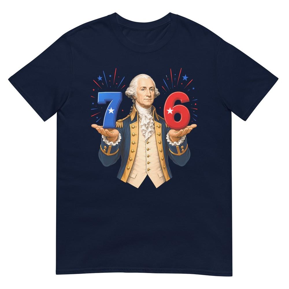 Funny 67 76 George Washington Six Seven Patriotic 4th July Tshirt S