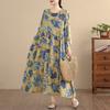 DIMANAF New 2026 Women Long Dress Plus Size Spring Summer Vintage Loose Oversize Long Sleeve Maxi Floral Print
