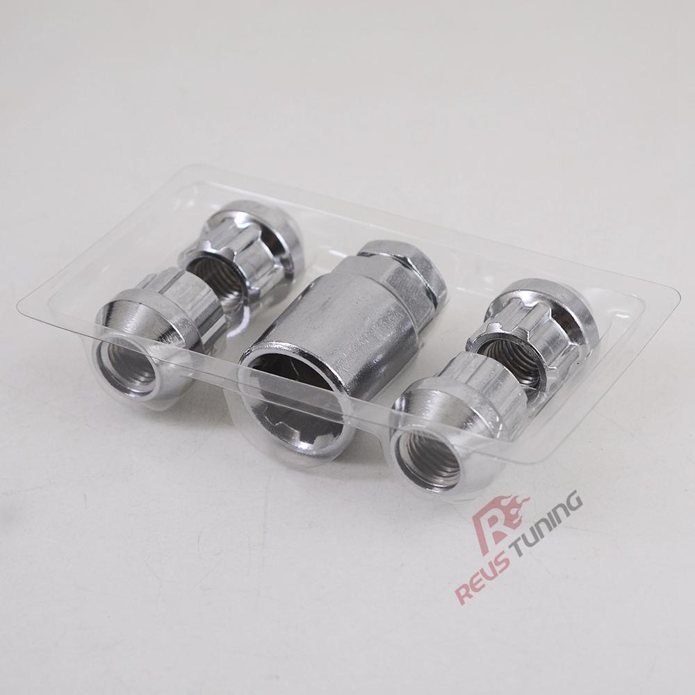 M12X1.5 M12X1.25 Steel 4pcs 22mm Car Wheel Rim Lock Nuts Locking Lug Nuts With Key
