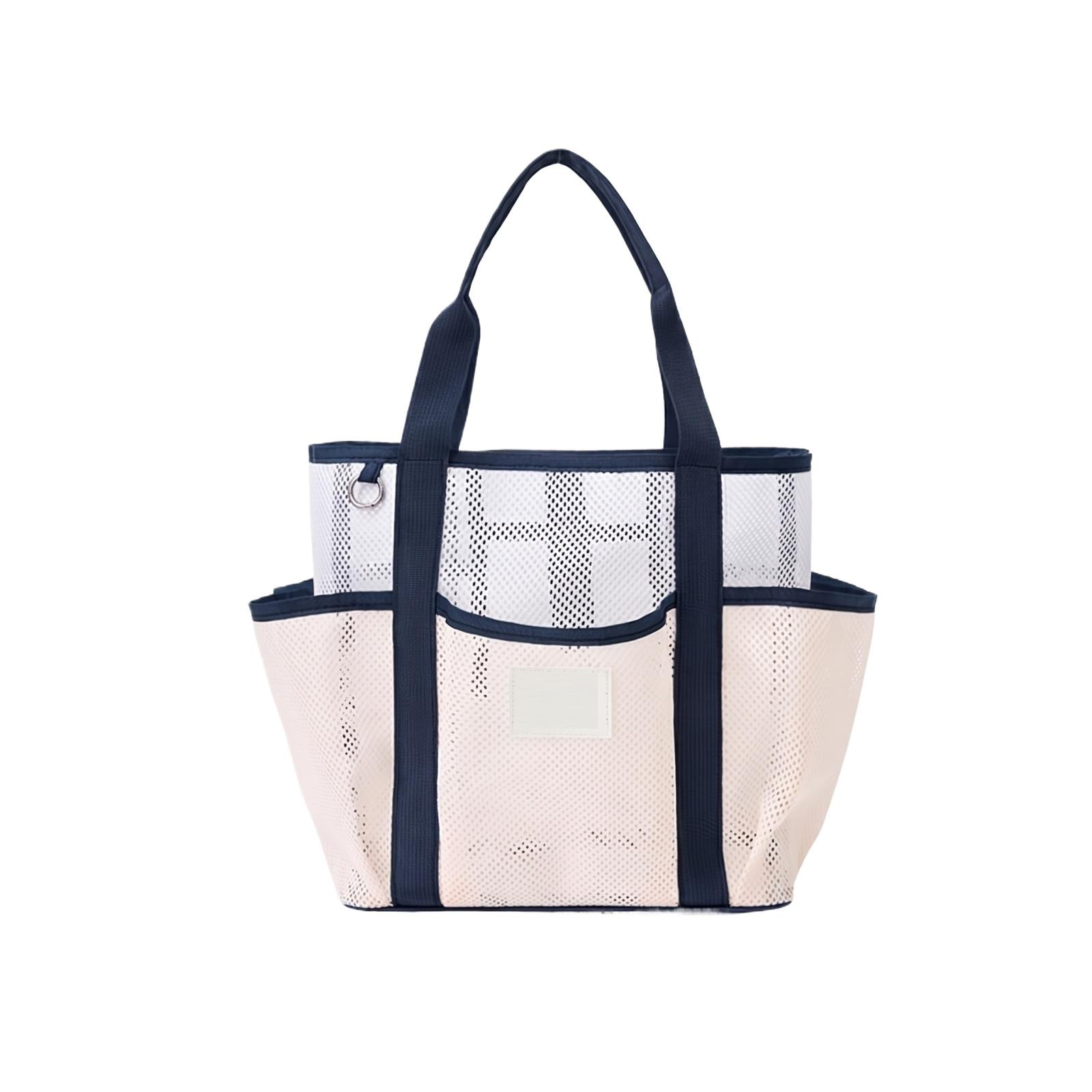

Large Capacity Mesh Tote Bag for Beach Gym and Swimwear Storage Portable Handheld Mesh Organizer Bag with Multiple Pockets and Durable Handles one size рожевий