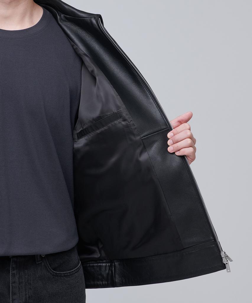 Musinsa Standard Lambskin Oversized Single Jacket [Black]