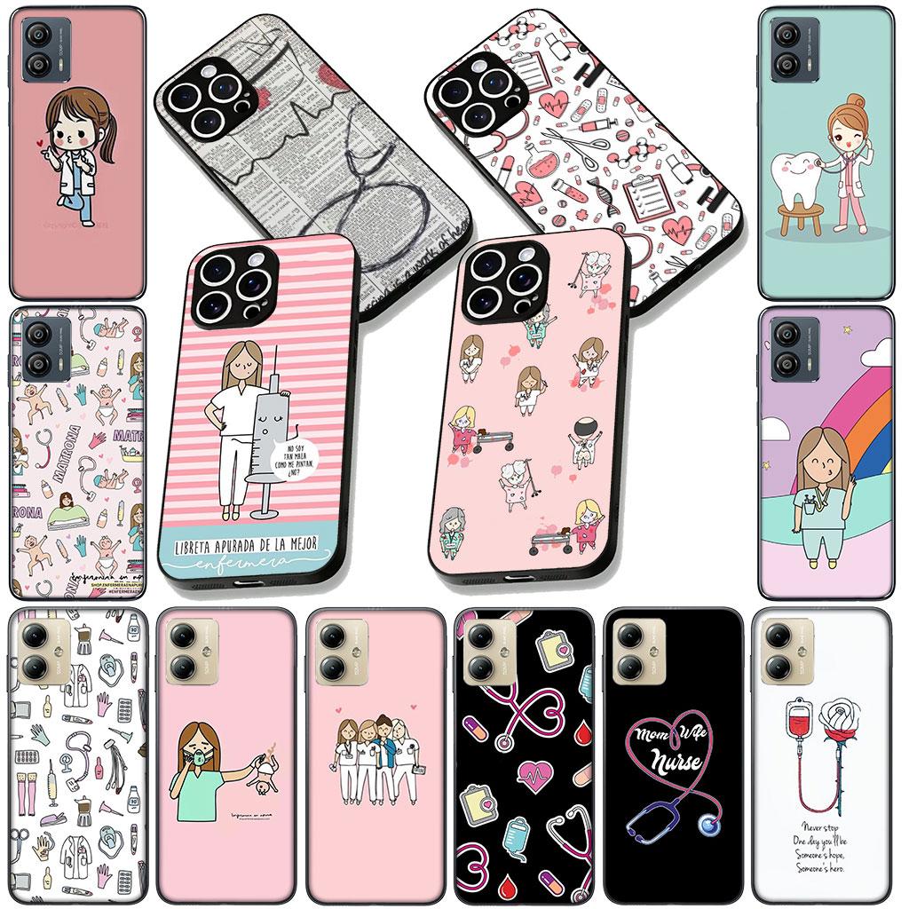 Cover for Motorola Moto Edge 50 30 Fusion 40 NEO Ultra Pro E14 G20 E15 G35 G84 G13 G53 Phone Case Cartoon Medicine Doctor Nurse