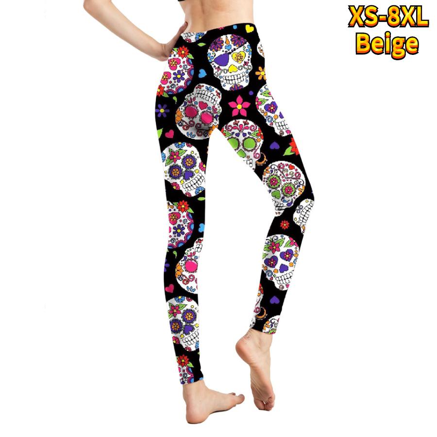 

Женские синие эластичные леггинсы с ведьмами и принтами для йоги, фитнеса, бега, тренажерного зала, спортивные брюки для активного отдыха 7XL бежевый