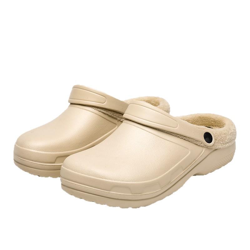 Winter 2025 Fleece-Lined Closed-Toe Waterproof Cotton Slippers for Couples