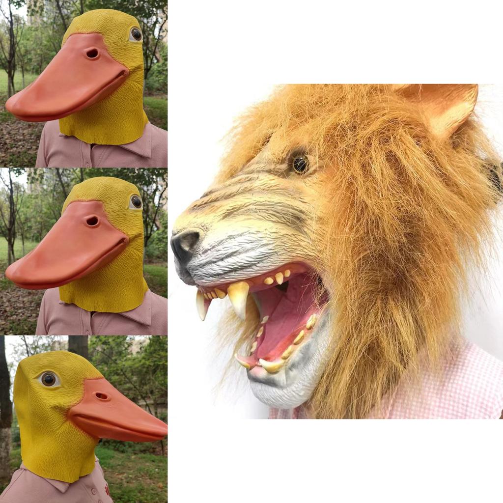 תחפושת לטקס חמודה ראש ברווז צהוב ומסכת אריה אביזר לתחפושת למסיבות ילדים ואירועים חגיגיים