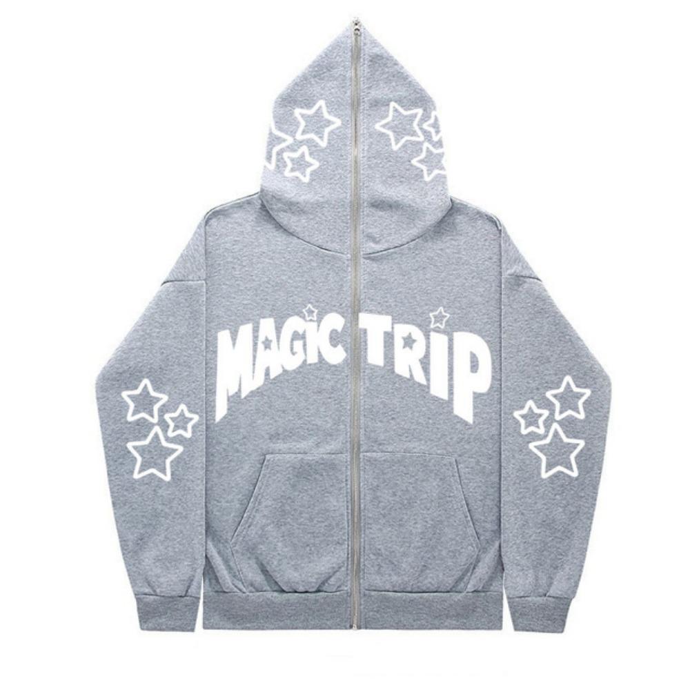 Buchstabe Stern Kapuzenpullover mit Reißverschluss bis oben Trendige Jacke Personalisierte Herrenbekleidung