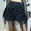 Stylish Punk All-Match Breathable Spider-Web Net Yarn Tassel Mini Skirt Party Garment Summer Skirt