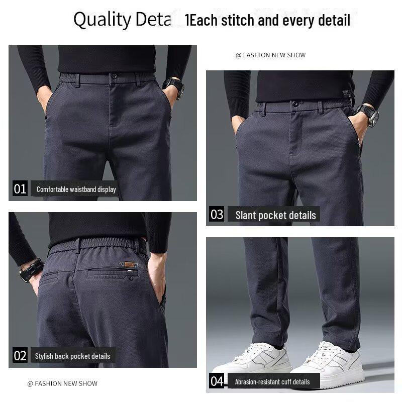 2024 Men's Korean Business Casual Straight Fit Solid Color Pants - Spring/Autumn
