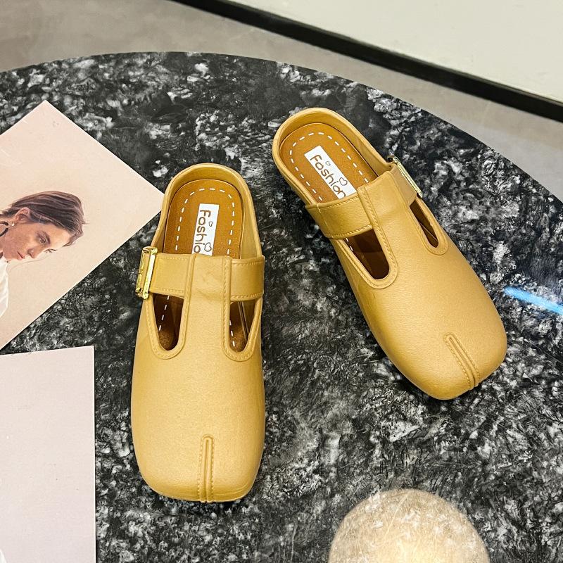 

Универсальные ленивые тапочки-мешки с головкой для женщин, летняя новая модель такой же ленивой плоской подошвы с квадратной головкой для пляжа 40-41 [one size smaller] коричневый