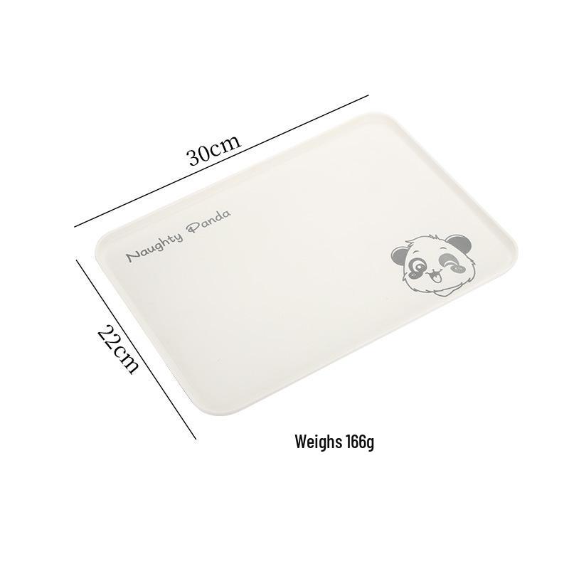 Cream Style Little Bear Rectangular Tea Tray for Cups, Snacks, and Fruits