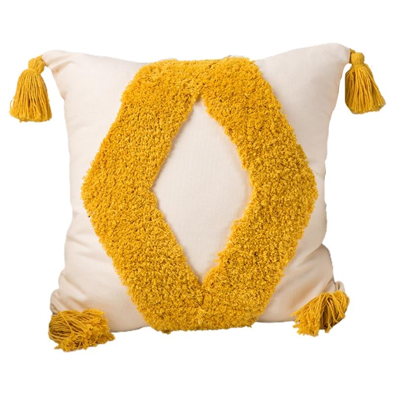 textured yellow throw pillows