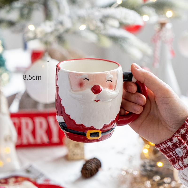 Santa Claus Mug Cartoon Ceramic Coffee Cup Decorate Home Breakfast Drinks Oatmeal Milk Mug Fine Ceramic Coffee Cup Holiday Gifts