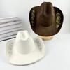 JYL TS DIY High End Cowboy Hat Leather Band Riding Cap Suede Fabric