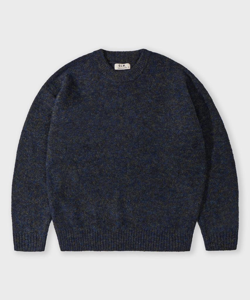 GLW Mild Heathered Crew Neck Sweater Oversized Knit Black