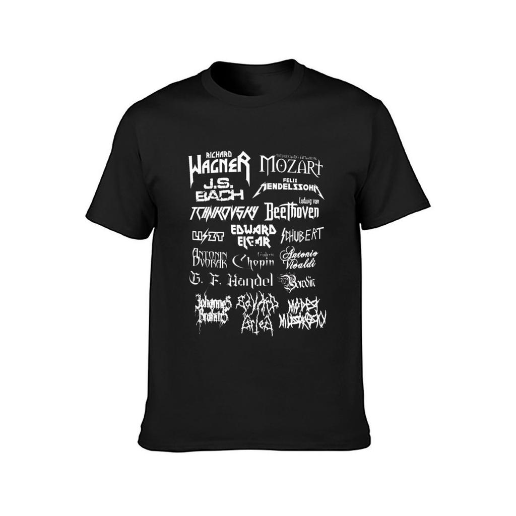 Koszulka z klasycznymi kompozytorami heavy metalową czcionką dla chłopców białe ubrania kawaii vintage koszulki męskie
