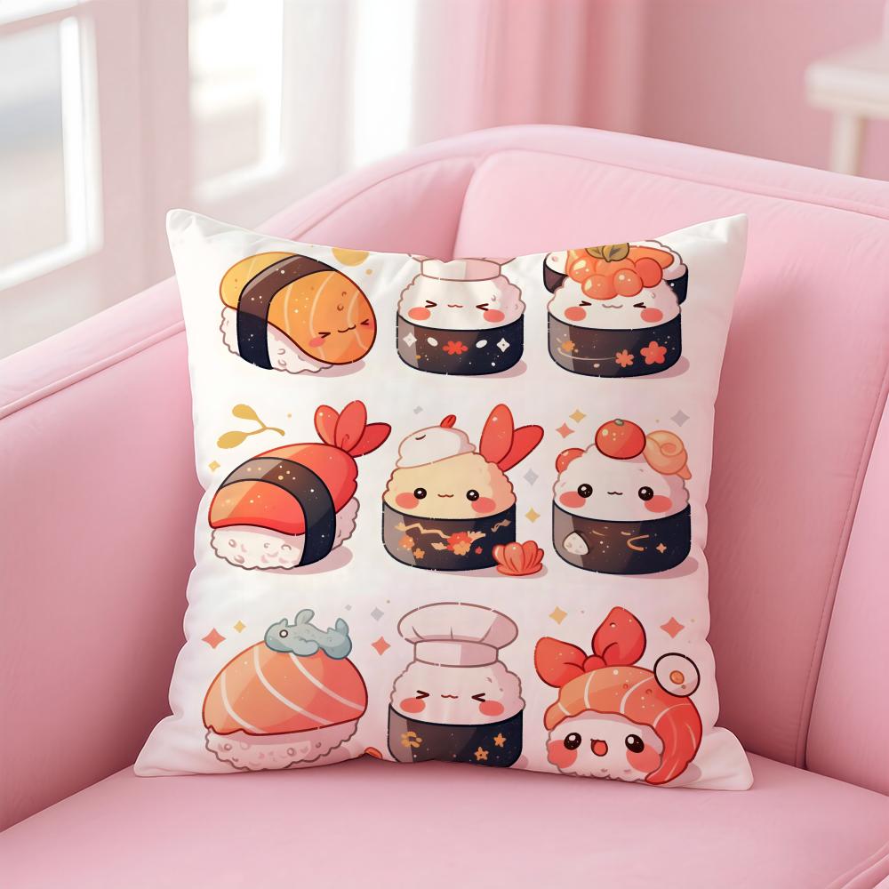 Mini Japanese Food Art Cute Sushi Cushion Cover Pillow Case Soft Skin Friendly Fabric  Concealed Zipper